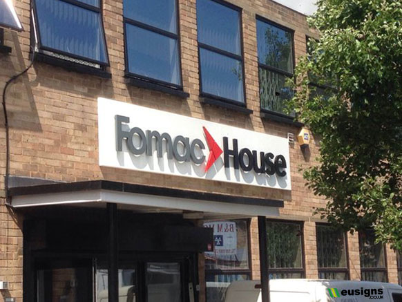 Femac House Raised Letter Built Shopfront sign