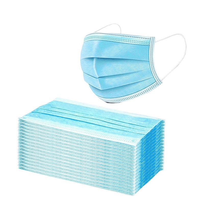 Face Masks Blue 3 Ply Face Coverings - (Box of 50)