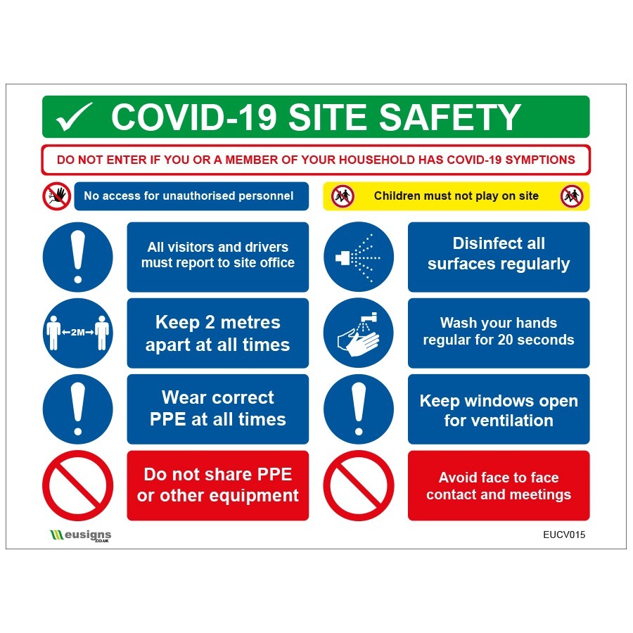 Construction Site Signs, Multi message safety signs, covid site safety sign