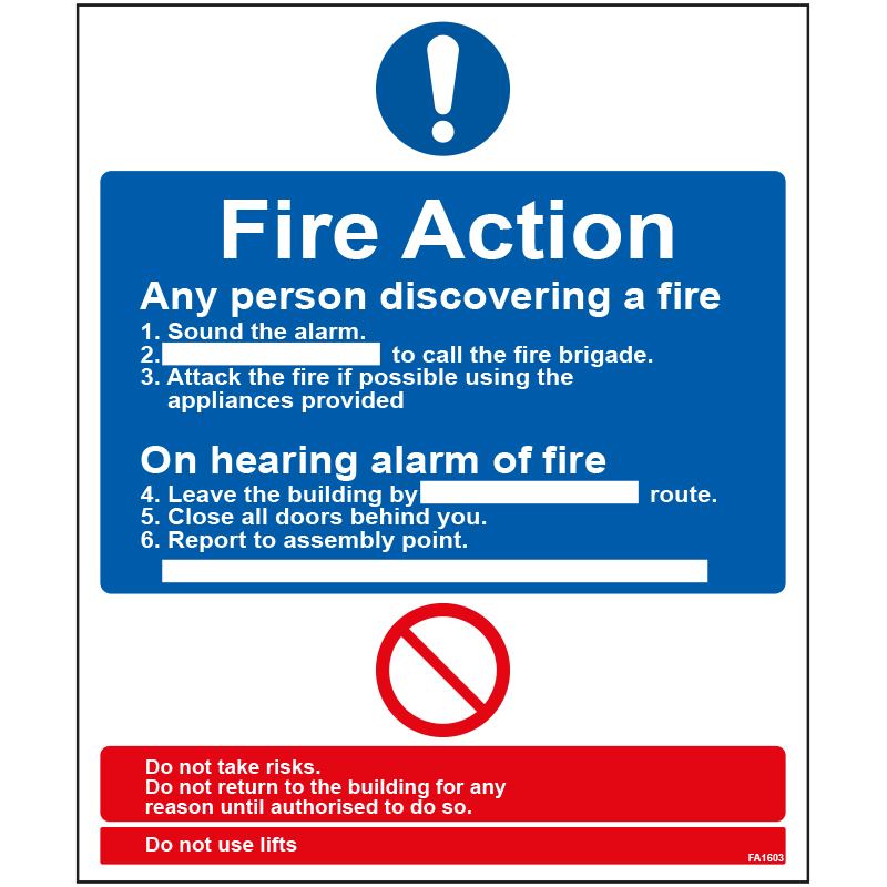 Fire Action Sign And Do Not List