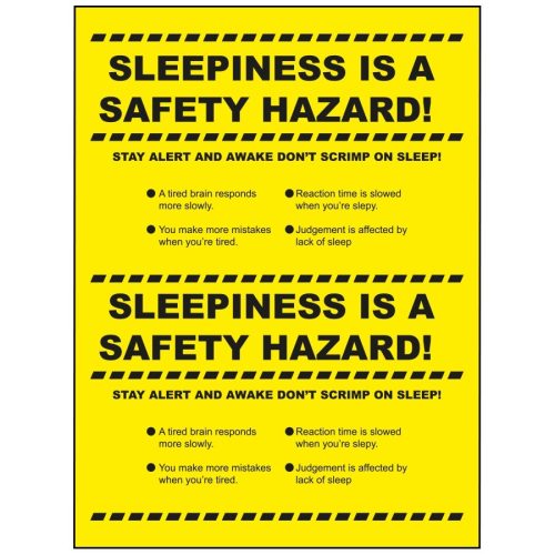 Sleepiness is safety hazard poster, Health and safety poster, warning posters, office posters
