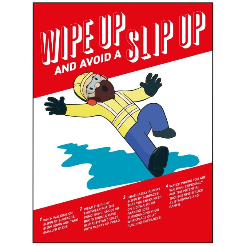 Wipe up and avoid a slip up Poster, Health and safety posters