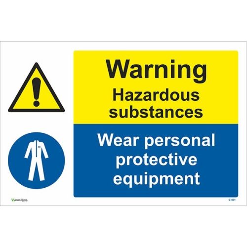 Warning Hazardous Substances Wear Personal Protective Equipment Sign, PPE Signage, construction site signs, warning signs