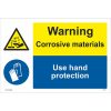 Warning corrosive materials, use protection