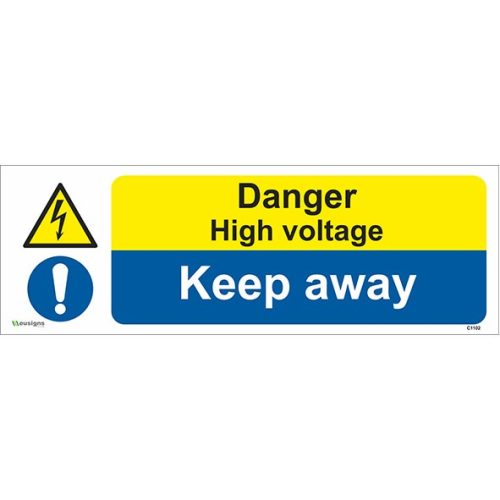Danger High Voltage Keep Away Sign, Combination signs, multi signs, combined signs, hazard signs