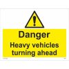 Danger Heavy Vehicles Turning Ahead Sign, danger signs, warning sign, caution signs, heavy vehicle warning sign, turning vehicle warning sign, warning sticker, uk