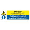 Danger Confined Space/No unauthorised Entry Sign, Combined construction sign board