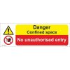 Danger Confined Space/No unauthorised Entry Sign, Combined construction sign board