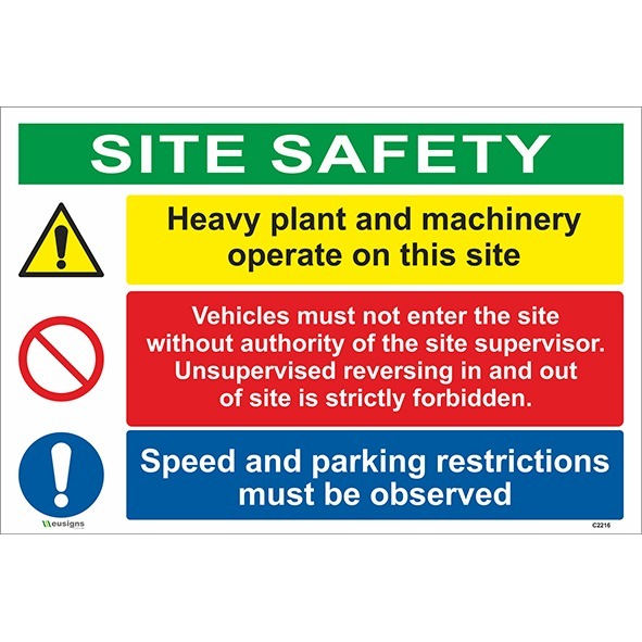 SITE SAFETY/HEAVY PLANT AND MACHINERY OPERATE/VEHICLES MUST NOT ENTER ...
