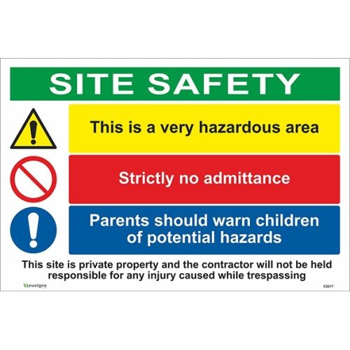 This Is A Hazardous Area/Strictly No Admittance/Parents Should Warn Children of Potential Hazards Combination Sign
