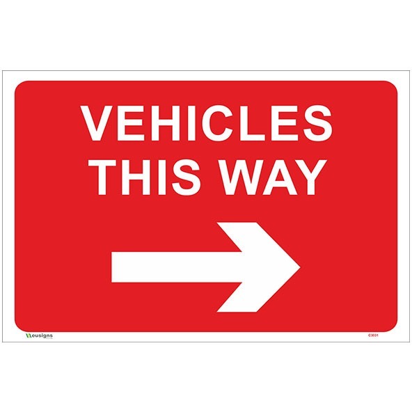Buy Vehicles This Way Right Arrow Sign