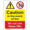 Caution In The Event Of Fire Do Not Use These Lifts Sign