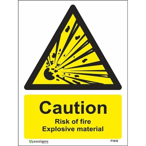 Caution Risk Of Fire Explosive Material Sign