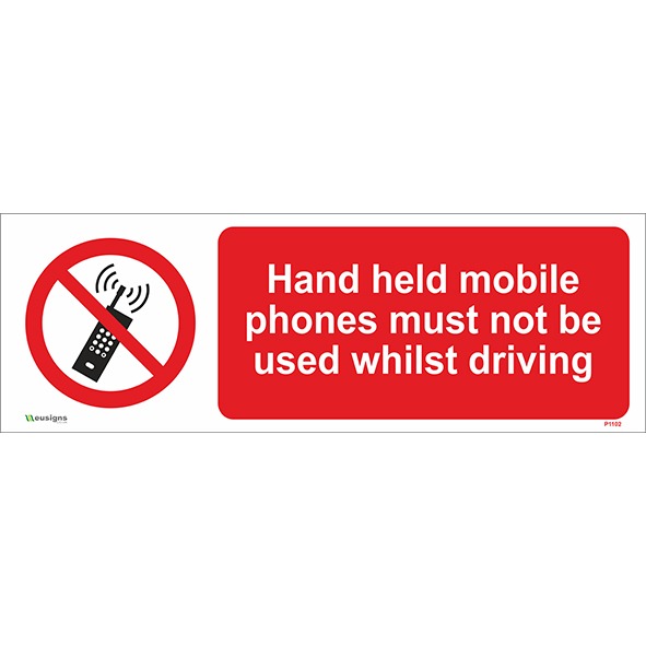 Hand Held Mobile Phones Must Not Be Used Whilst Driving Sign, Mobile Phone Prohibition Signs, Mobile Phone Restriction Signs, Prohibition Signs