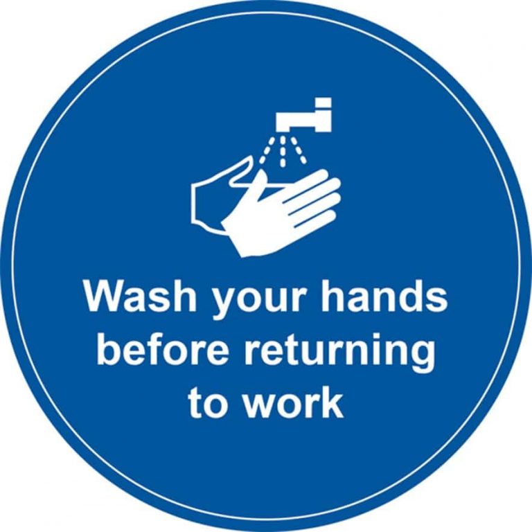 Wash your hands before returning to work signs buy from eu sign company