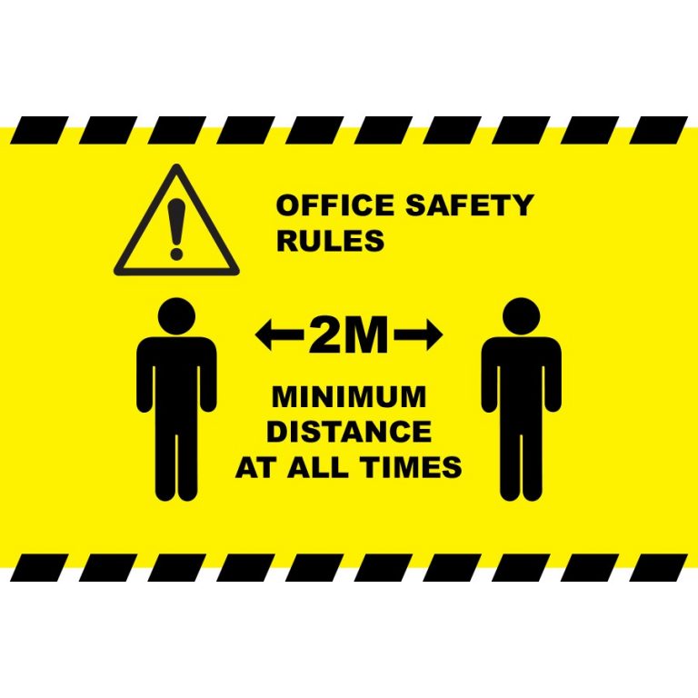 Buy Office Safety Rules Poster UK - Social Distancing Floor Signs,