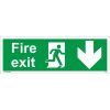 Fire Exit Sign Down Arrow, fire exit running man down sign, fire exit signs, emergency exit signs, exit signage