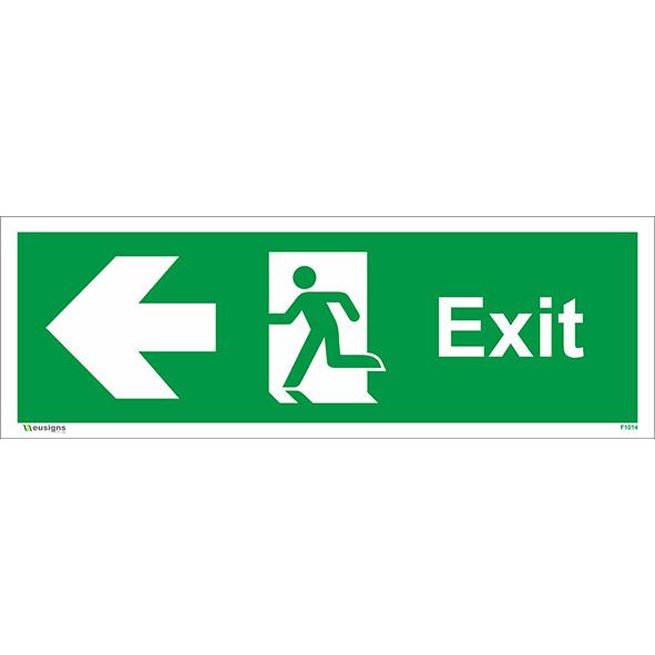 Exit Sign Running Man Left Arrow, fire exit running man left sign, fire exit signs, emergency exit signs, exit sign