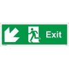 Exit Sign Running Man Down Left Arrow, fire exit running man right sign, fire exit signs, emergency exit signs, exit sign