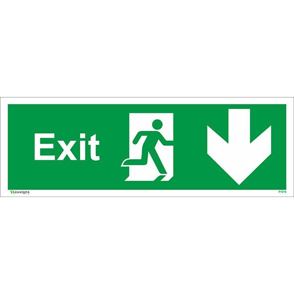 Exit Sign Running Man Down Arrow, fire exit running man right sign, fire exit signs, emergency exit signs, exit sign