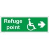 refuge point arrow right sign, refuge point sign, fire assembly signs, emergency escape signs, standard fire signs, exit signs, refuge point right arrow signs