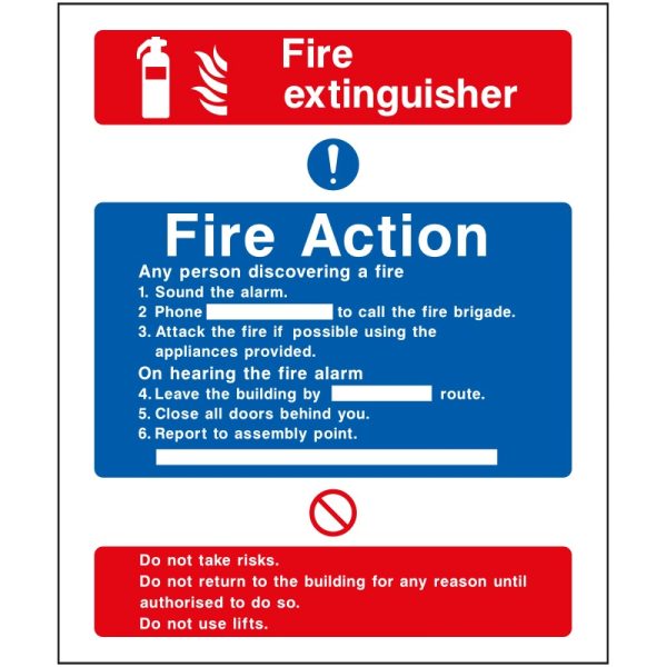 Fire Extinguisher Sign and Fire Action Sign Combination