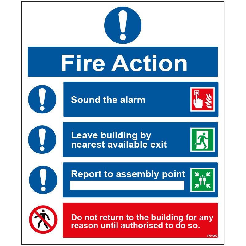 Fire Action Do Not Return To Building Sign, Warning signs, Health and safety signs, Construction Signs, Site signage, Building signs, Outdoor Durable Signs, Beware Signs, Private Property Signs, Caution Signs, Informative Signs, Fire Safety Signs, Fire Sign,
