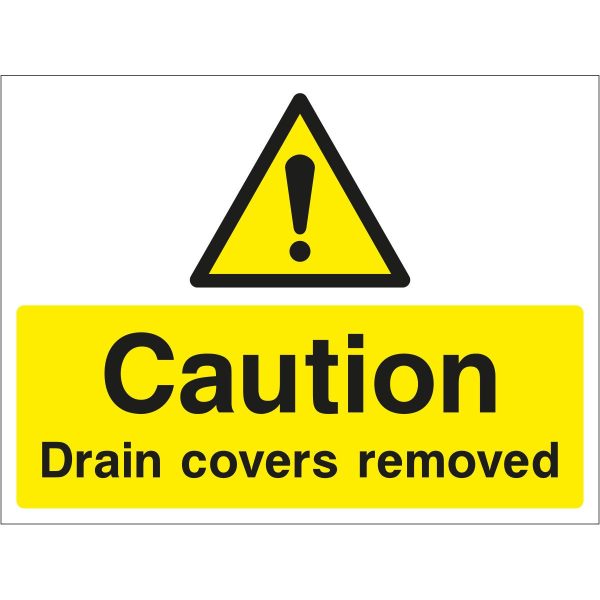 Caution drain covers removed sign Safety Sign Shop