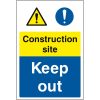 Construction site, keep out sign