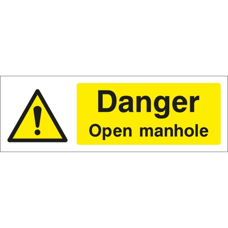 Danger open manhole sign