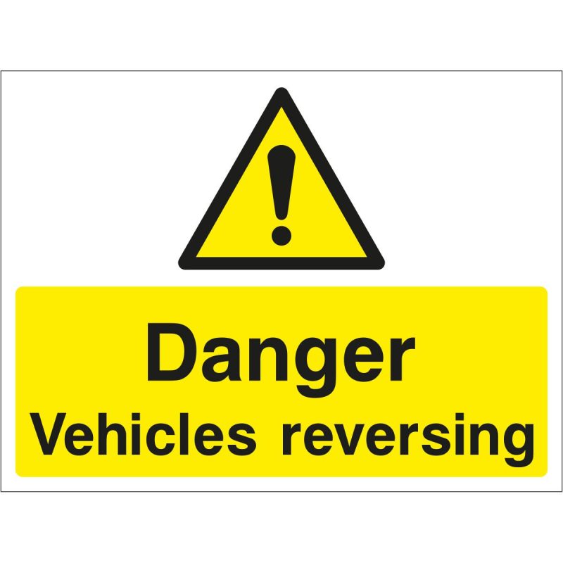 Danger vehicles reversing sign