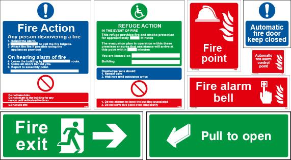 Fire signage categories, Fire signs, way-finding signs