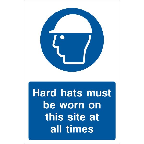 Hard hats must be worn on this site at all times sign