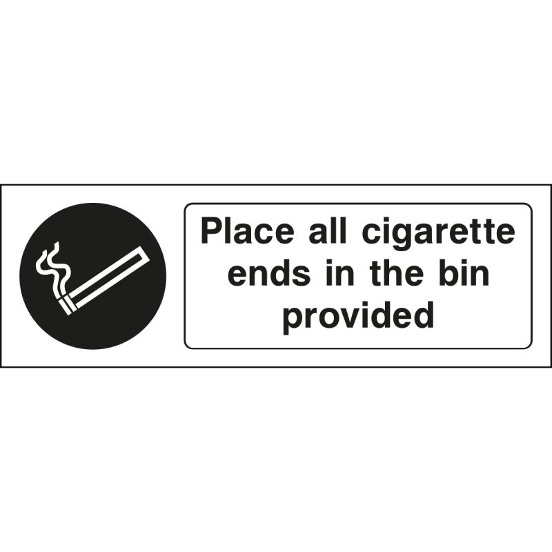 Place all cigarette ends in the bin provided