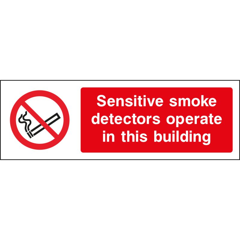Sensitive smoke detectors operate in this building