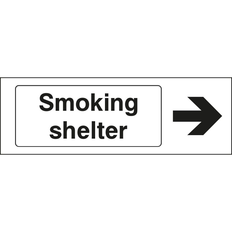 Smoke shelter sign with right arrow