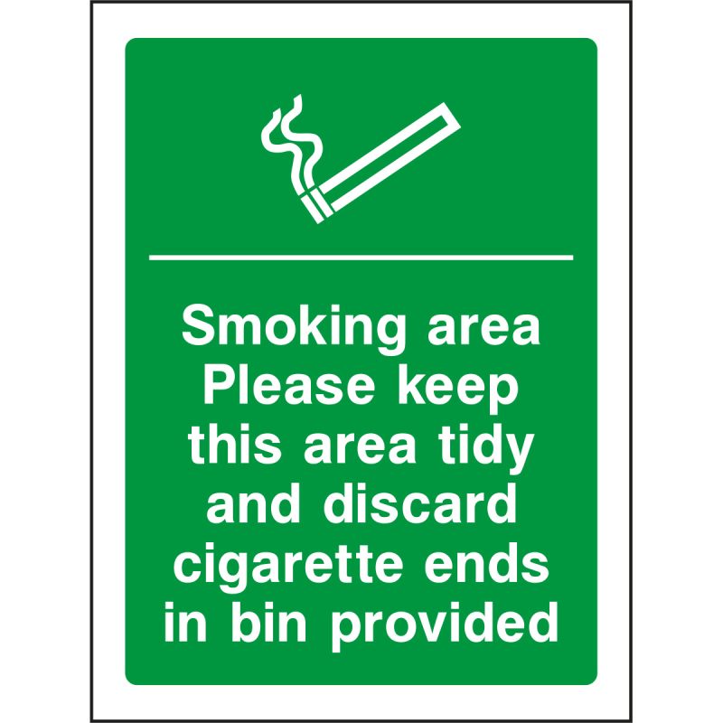 Smoking area, Please keep this area tidy and discard cigarette ends in bin provided