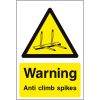 Warning anti climb spikes signs