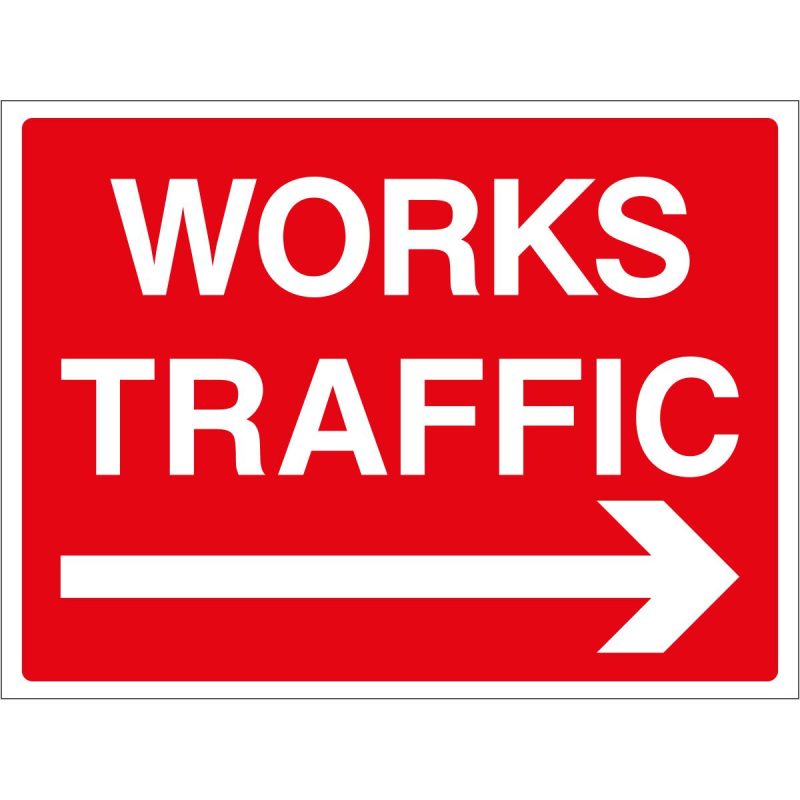 Works traffic right arrow sign