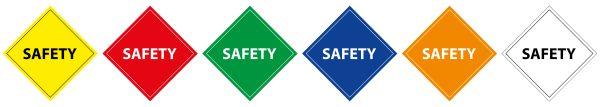 What are the six colours of safety signs?