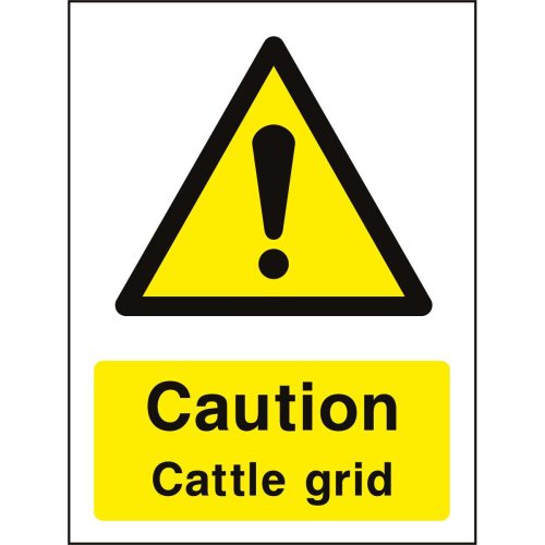 Caution cattle grid sign