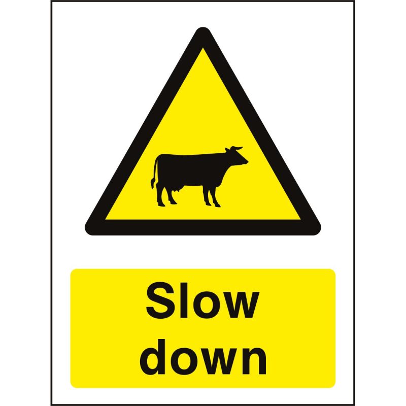 Slow down sign with cattle icon