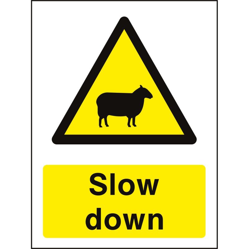 Slow down sign with sheep icon