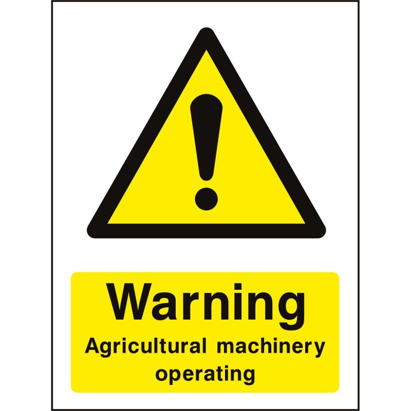 Warning agricultural machinery operating sign