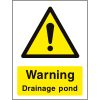Warning drainage pond sign