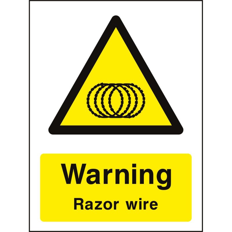 Warning razor wire sign