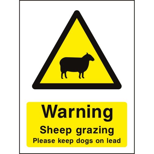 Warning sheep grazing, Please keep dogs on lead sign