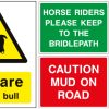 horse riders sign, bridle way sign, agricultural signage, farm signs,warning bull, warning dog
