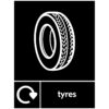 Tyre recycle sign with icons on it