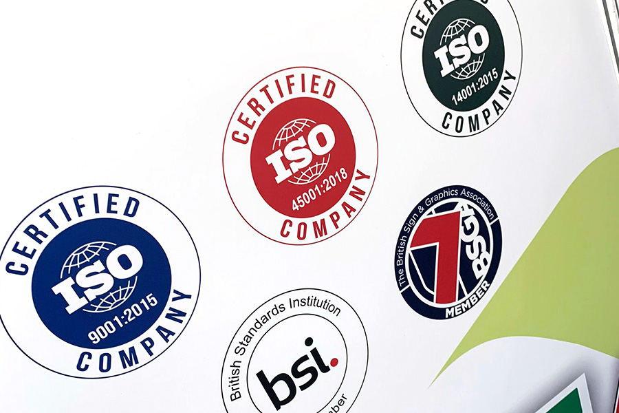 ISO accredited sign company, British Standards complying signs company